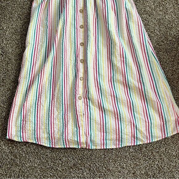 LOFT Pink and Blue Flutter Sleeve V-Neck Midi Dress - Picture 4 of 9